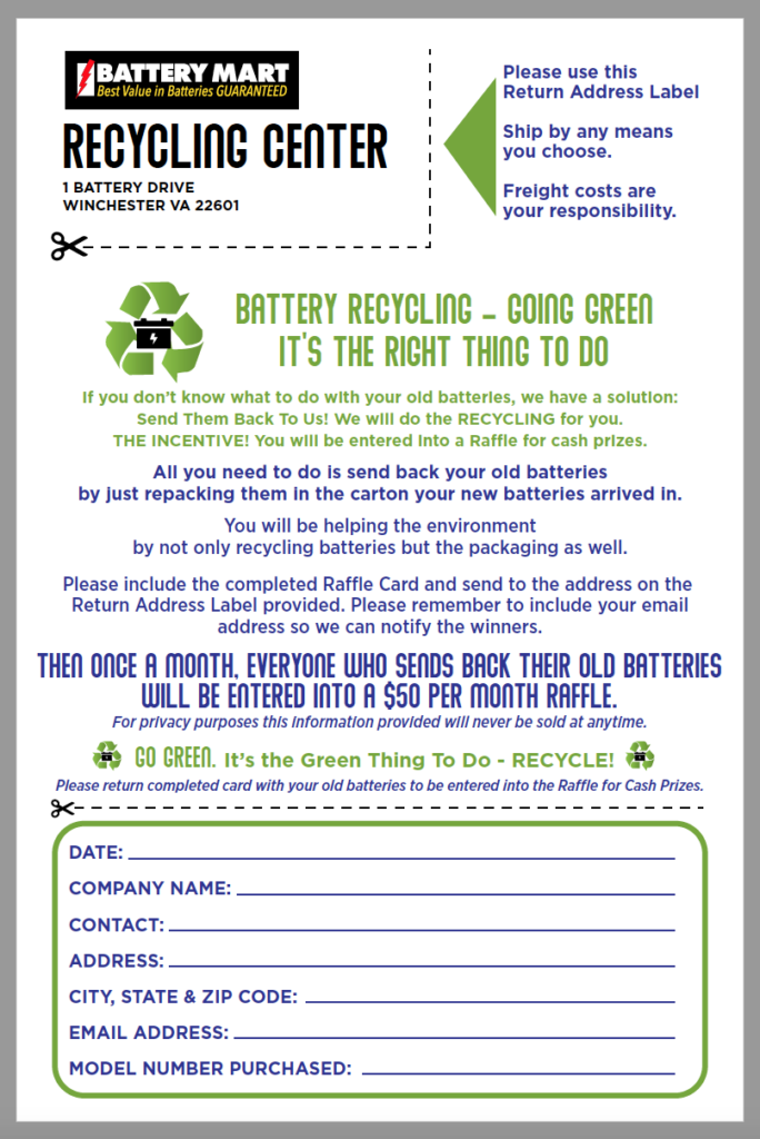 Battery Recycling and Raffle Form