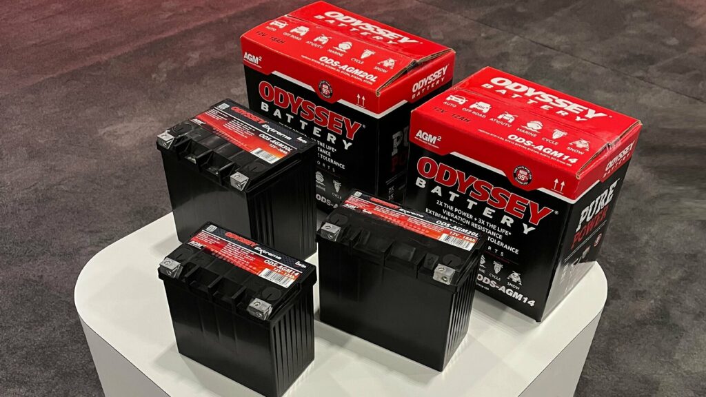 Odyssey powersports batteries on pedestal